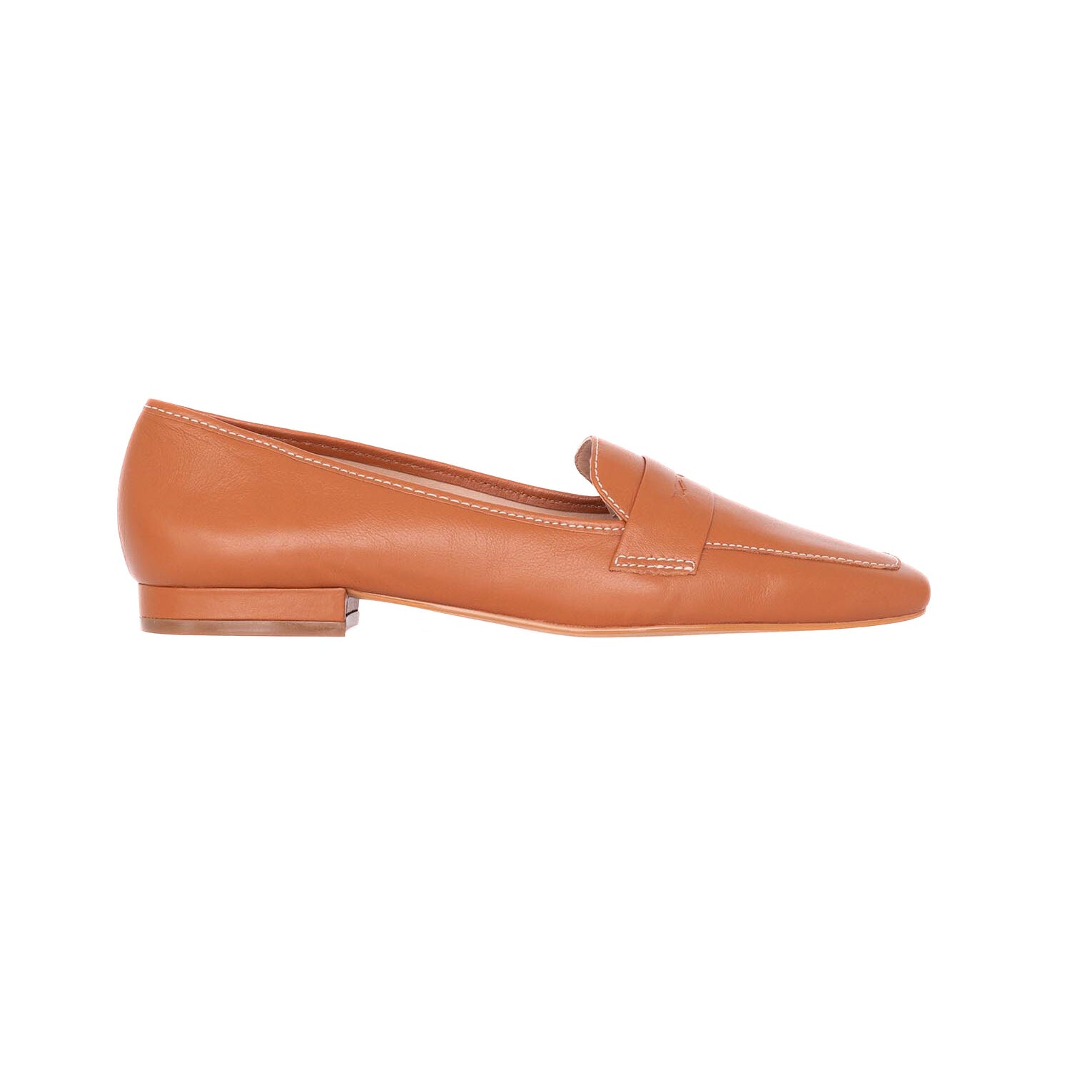 Beige Leather Flats Cipó – Women’s Square-Toe Loafers