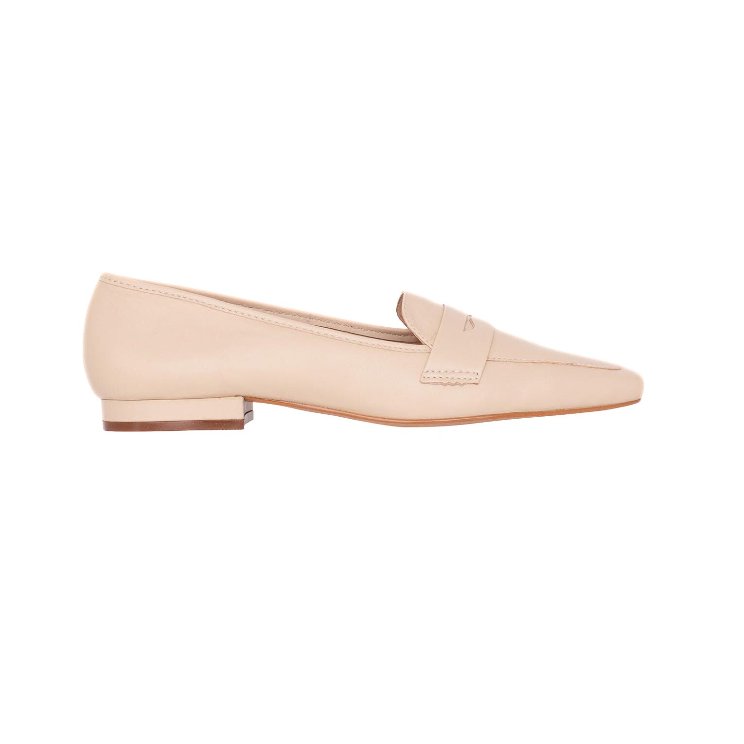 Beige Leather Flats Cipó – Women’s Square-Toe Loafers
