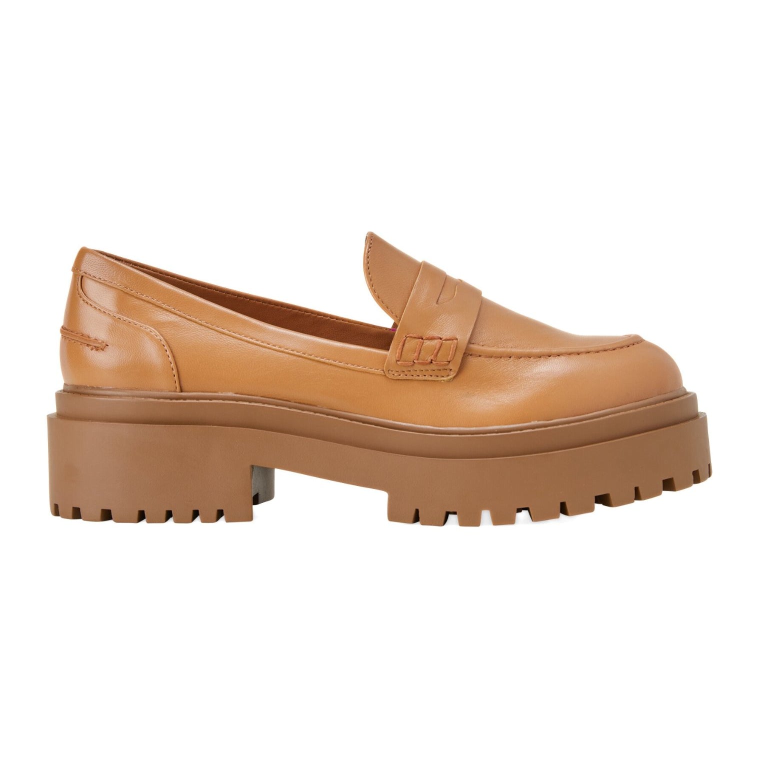 Women’s Brown Leather Loafers – Chunky Block Sole Design