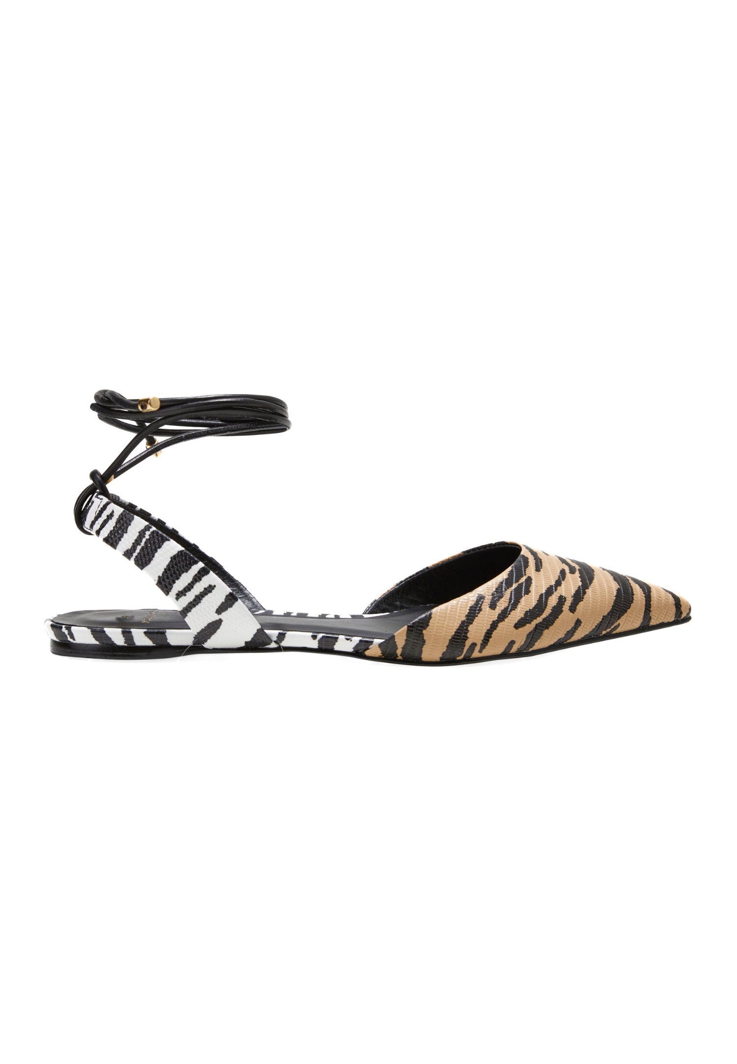 Mangará Atelier Animal Print Calf Leather Flat Sandals – Front View – SKU 222A065240