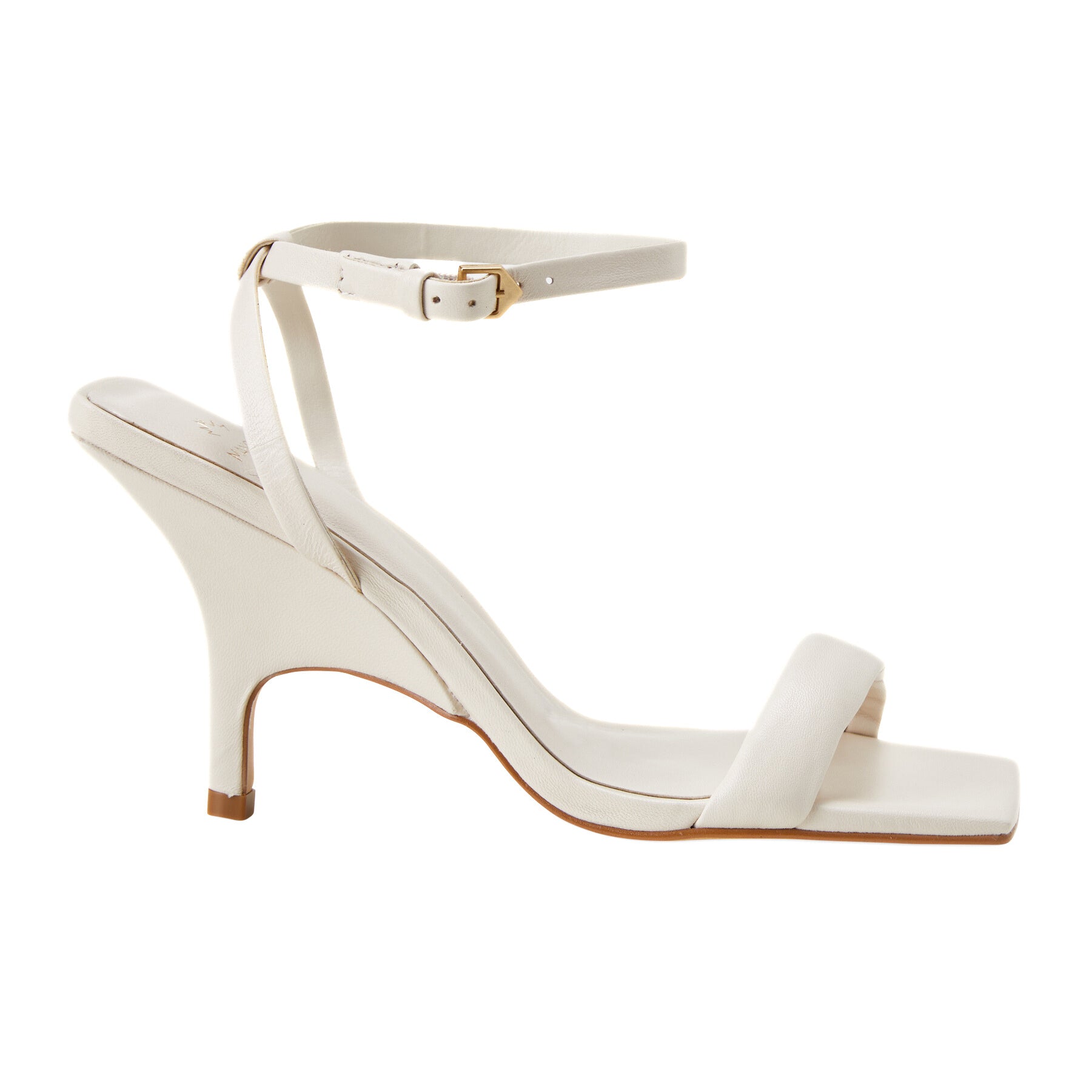 White Calf Leather Sandals Cortiça – Women’s 9 cm High Heel with Ankle Strap