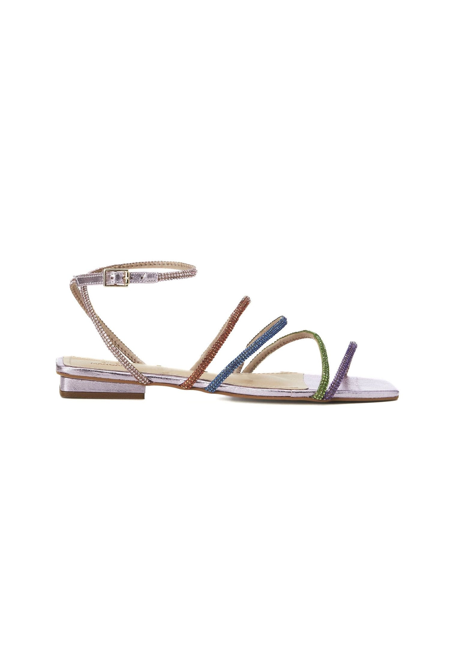 Elegant Mangará Arçá summer straps sandals for women. Leather open-toe sandals with sparkly crystal embellishments. Perfect for beach weddings, festivals & casual wear.