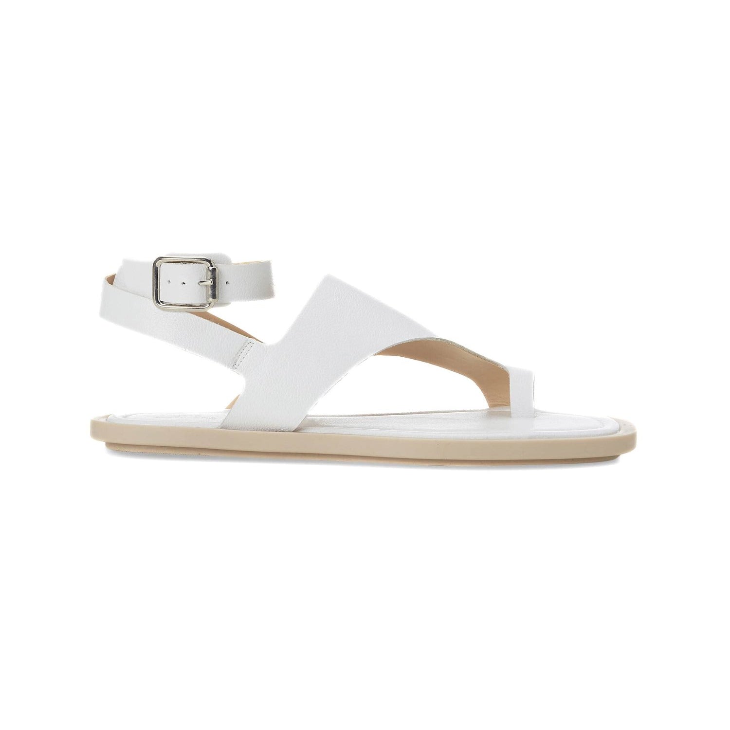 White Leather Toe-Ring Sandals – Handmade Women’s Flat Sandals