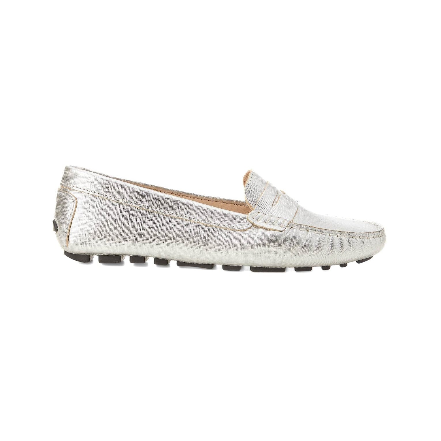 Beige Calf Leather Penny Loafers – Women’s Classic Driving Shoes