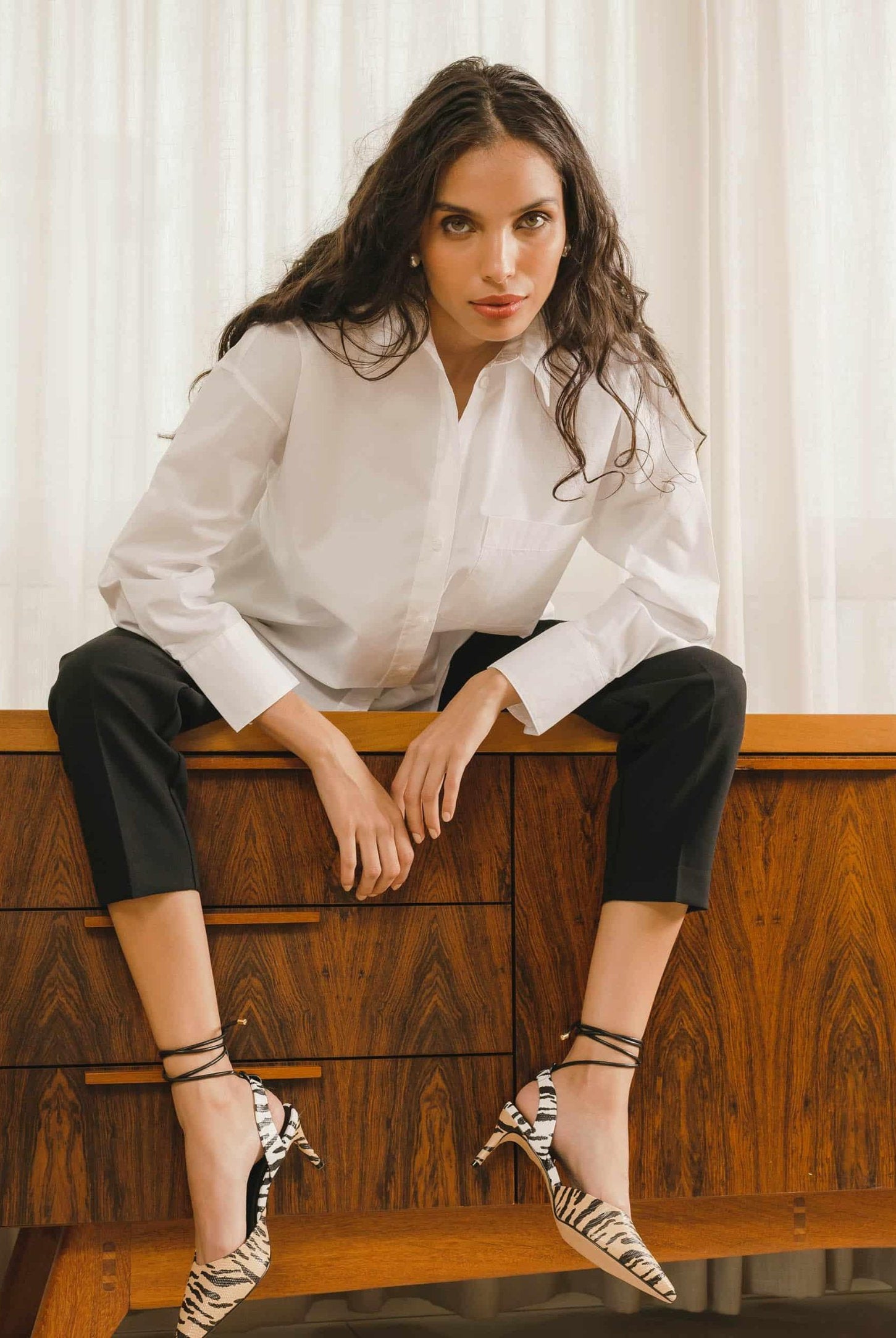 Mangará Jaborandi Women's Sandales Goat Leather - 6.5cm Heel - Animal Print - Tiger