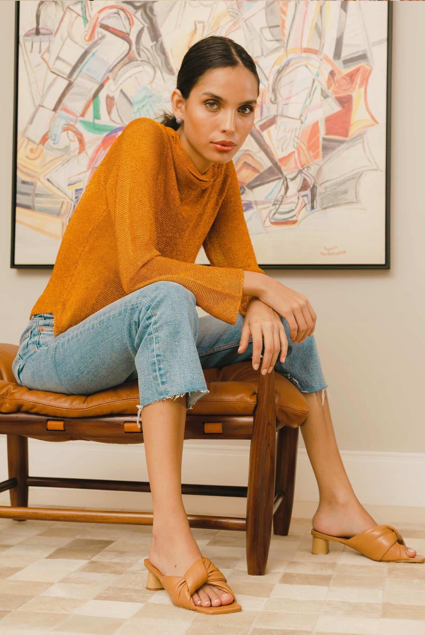 Mangará Women's Caroba Mules Goat Leather - Narrow Width - 4cm Block Heel