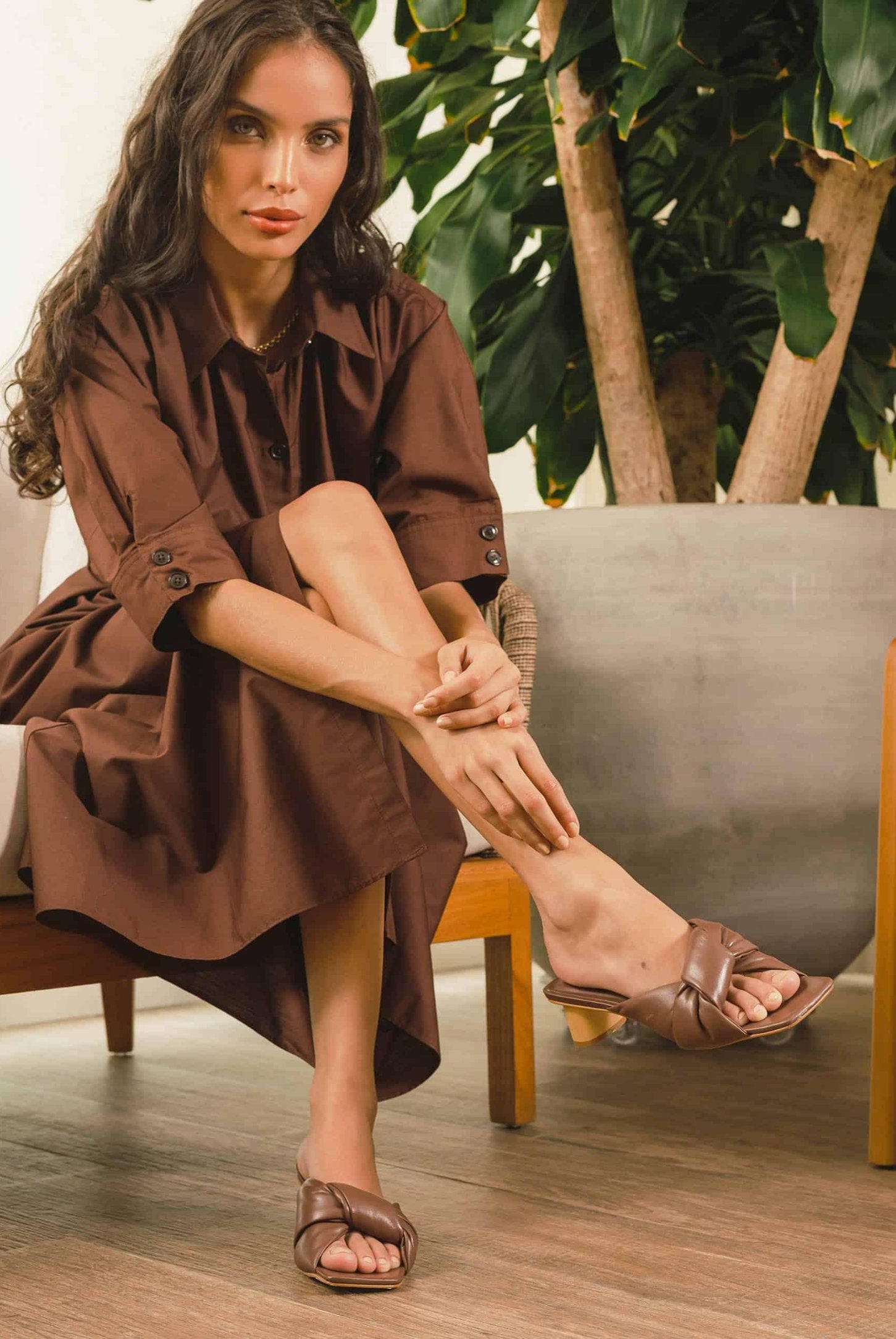 Mangará Women's Caroba Mules Goat Leather - Narrow Width - 4cm Block Heel