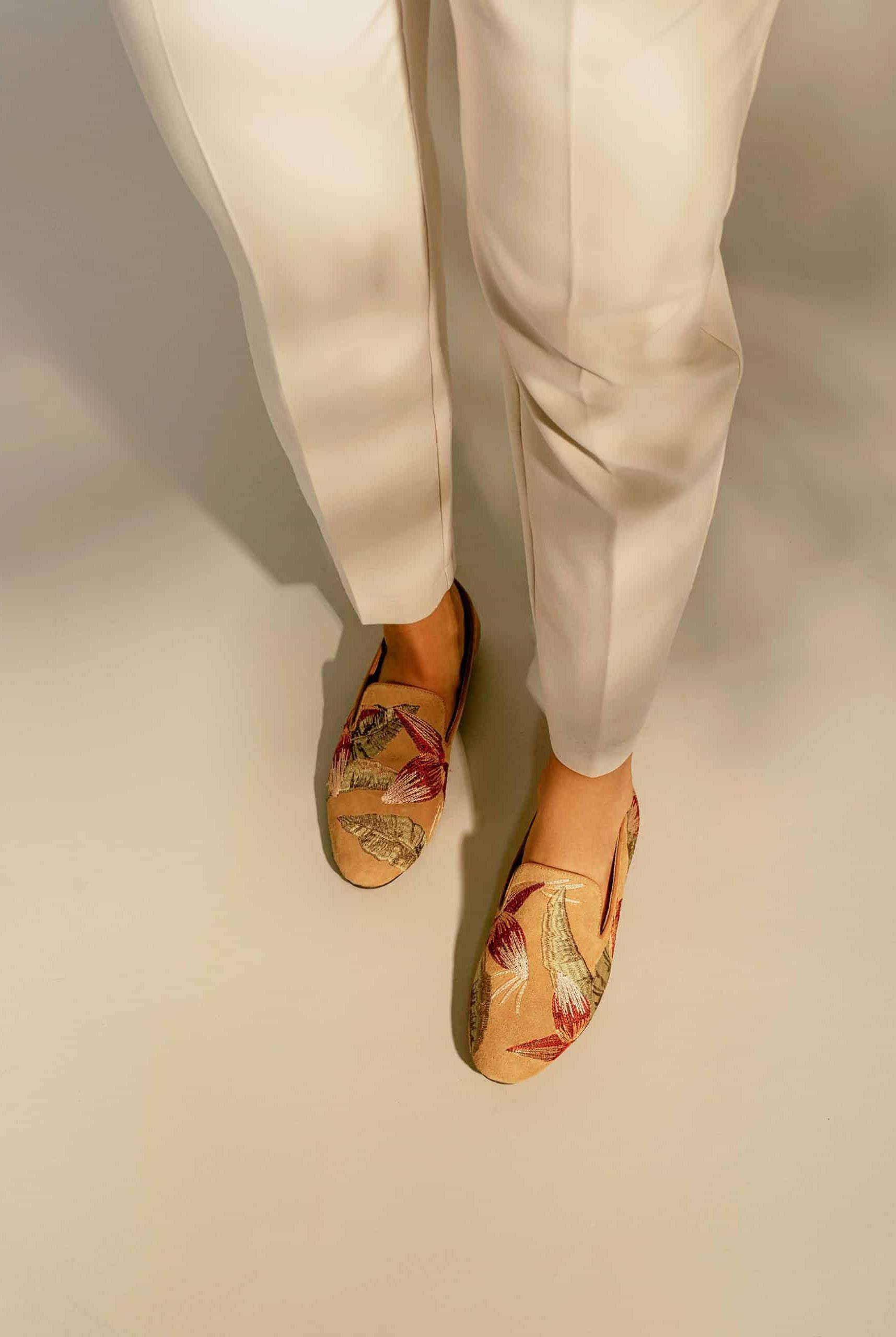 Mangará Canela Women's Loafers - Leather - Handmade - Embroidery