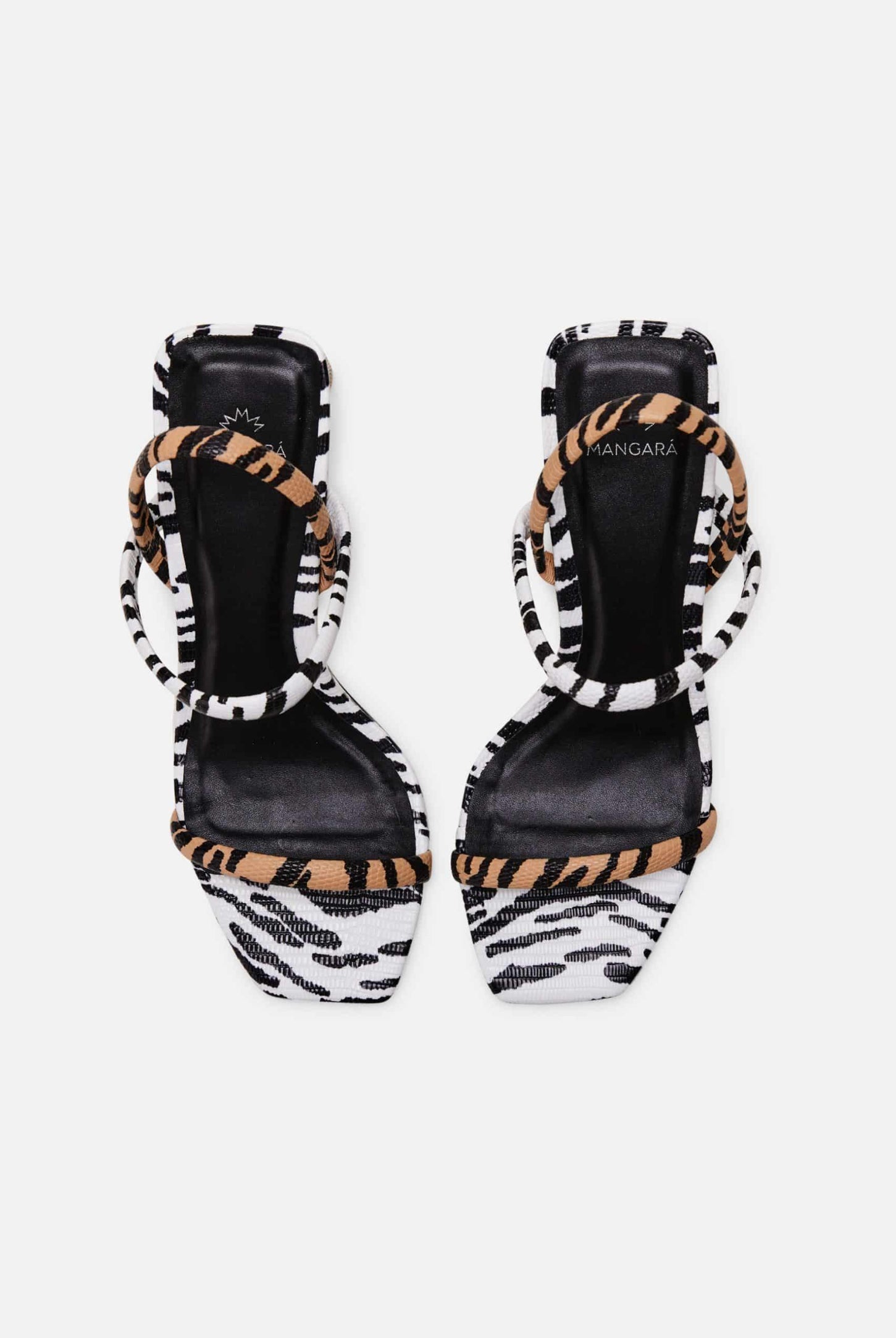 Mangará Women's Palmito Mules Goat Leather - 6.5cm Block Heel - Animal Print -Tiger