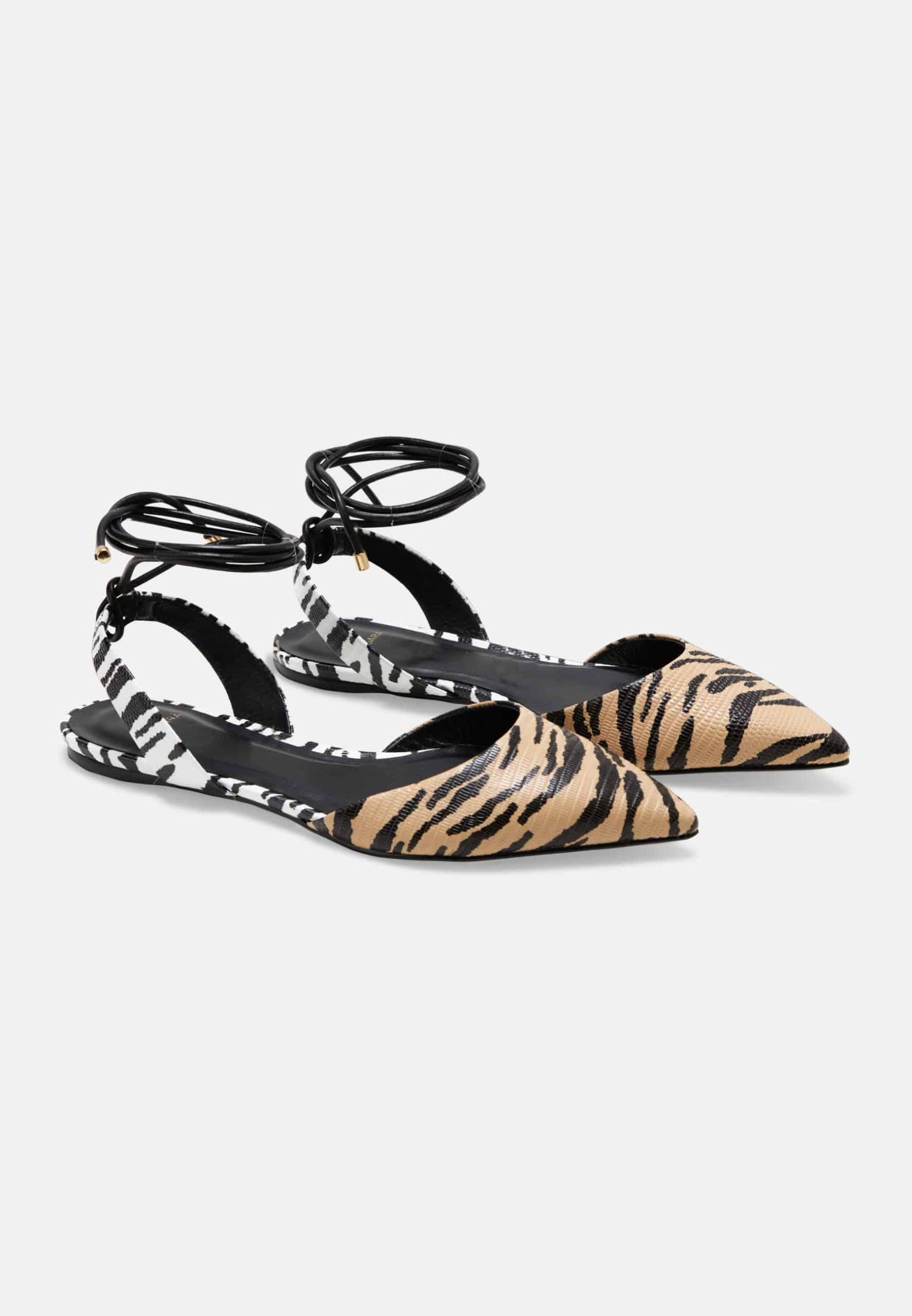 Mangará Atelier Animal Print Calf Leather Flat Sandals – Detail View – SKU 222A065240