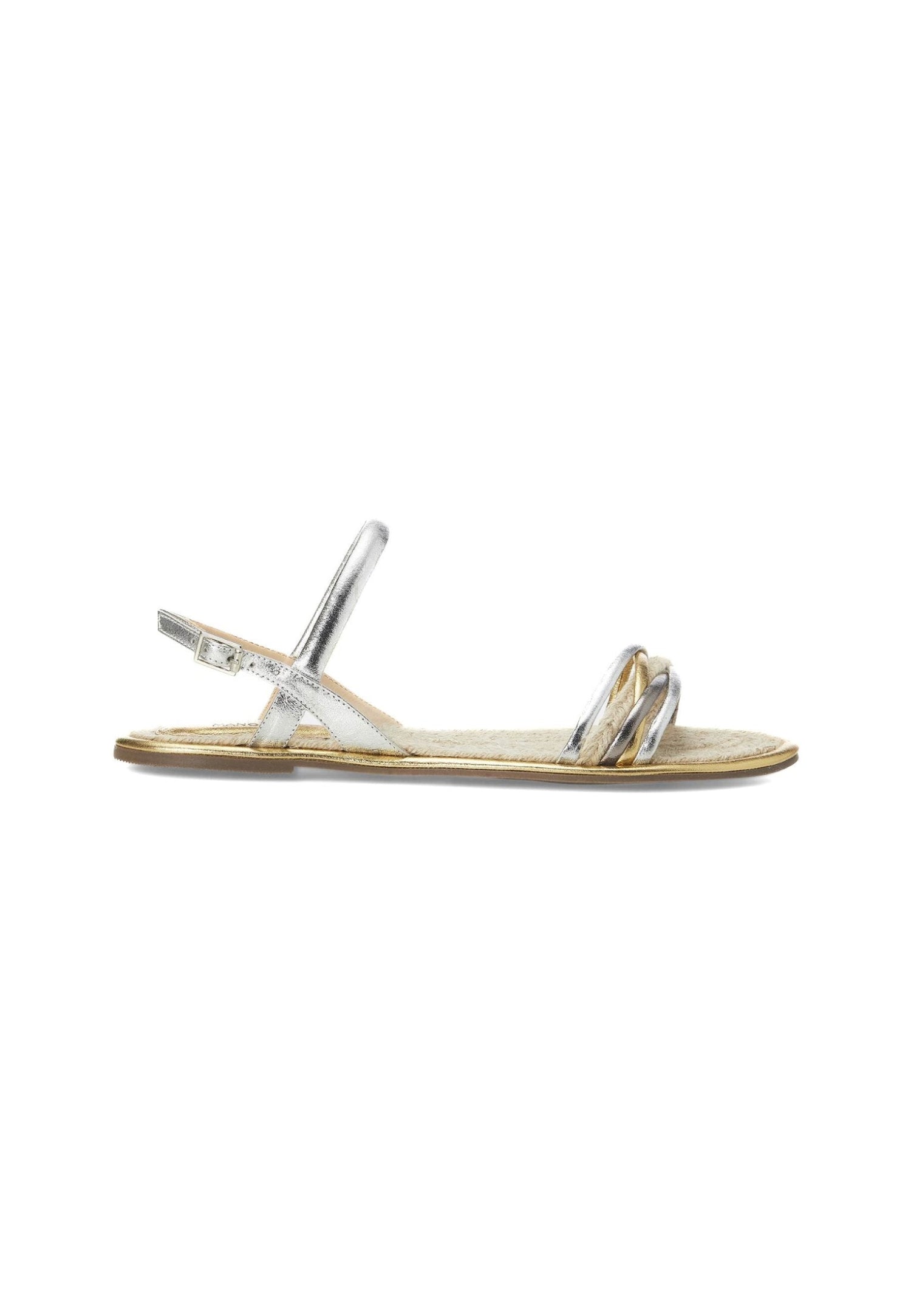 Mangará Atelier Albizia Gold Leather Flat Sandals – Front View – SKU 222G01BM37
