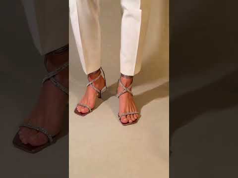 Aroeira Silver Leather Sandals – 8cm Heel – video
